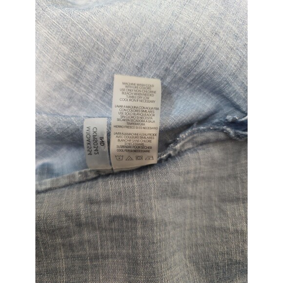 Calvin Klein 2X Plus Chambray Lyocell Denim Button Front Short Sleeve Top Blue - Picture 12 of 12